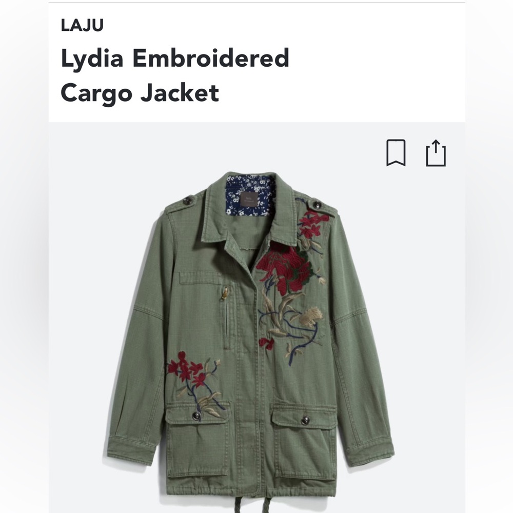 NWOT Laju size large embroidered cargo jacket